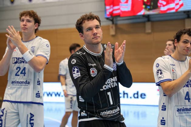 16.08.2026 ,xgox, Handball - Wartburg Cup ThSV Eisenach - TBV Lemgo-Lippe emspor, v.l. Constantin Möstl (Lemgo, 1) Jubel ueber den Sieg, Jubel nach Spielende Eisenach