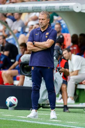 Hansi Flick FC Barcelona, Barca Trainer) , Schweiz, Fussball, Testspiel, 2026 2027, FC Basel vs. FC Barcelona, 16.08.2026, Basel Sankt Jakob Park Schweiz Copyright: xGrantxHubbsx