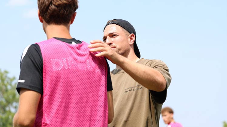 16.08.2026, xrekx, Fussball Testspiel, SV Auersmacher - SV Elversberg v.l. Maurice Krattenmacher (SV 07 Elversberg) Luca Schnellbacher (SV 07 Elversberg) (DFL DFB REGULATIONS PROHIBIT ANY USE OF PHOTOGRAPHS as IMAGE SEQUENCES and or QUASI-VIDEO) Auersmacher