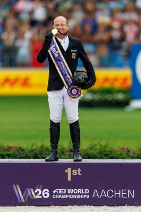 AACHEN - FEI World Championships 2026, AACHEN - FEI World Championships 2026 JUNG Michael (GER) Medal ceremony Individual Medaillenvergabe Einzelentscheidung FEI Eventing World Championship, WM, Weltmeisterschaft Jumping Final Team & Individual Aachen, Reitstadion Soers 16. August 2026 -