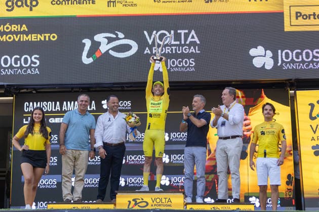 August 16, 2026, Porto, Porto, Portugal: Mondim de Basto, August 16 - Alexis Guerin of France and Anicolor-Campicarn Cycling Team is seen celebrating the win during the 10th stage from Maia to Porto of the Volta a Portugal 2026 on August 16, 2026 in Porto, Portugal 87th Volta A Portugal - 10th Stage  - ZUMAl192 20260816_zsp_l192_018 Copyright: xMiguelxLemosx