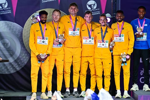 Amanal PETROS (Germany, Hannover 96, MARATHON Men), Richard RINGER (Germany, LC Rehlingen, MARATHON Men),Tom THURLEY (Germany, Munich Athletics, MARATHON TEAM Men), Erik HILLE (Germany, Munich Athletics, MARATHON TEAM Men), Simon BOCH (Germany, Duesseldorf Athletics, MARATHON TEAM Men), Samuel FITWI (Germany, Silvesterlauf Trier, MARATHON Men) GBR, European Athletics Championships, Athletics, 16.08.2026, GBR, European Athletics Championships, Athletics, 16.08.2026, Birmingham Copyright: xEibnerxPressefoto JanxPapenfussx EP_JPS