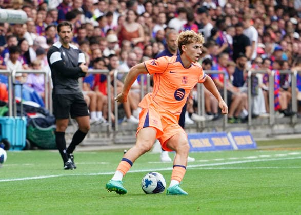 16.08.2026 Schweiz Basel St.Jakob-Park Fssball Herren Saison 2026-2027 Testspiel FC Basel - FC Barcelona, Barca 2:5 Bild. Fermin Lopez FC Barcelona Aktion
