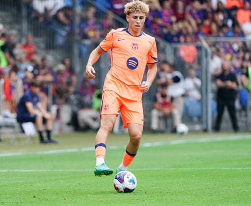 16.08.2026 Schweiz Basel St.Jakob-Park Fssball Herren Saison 2026-2027 Testspiel FC Basel - FC Barcelona, Barca 2:5 Bild. Fermin Lopez FC Barcelona Aktion