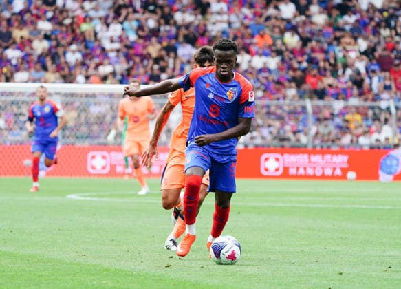 16.08.2026 Schweiz Basel St.Jakob-Park Fssball Herren Saison 2026-2027 Testspiel FC Basel - FC Barcelona, Barca 2:5 Bild. Methino FC Basel Aktion
