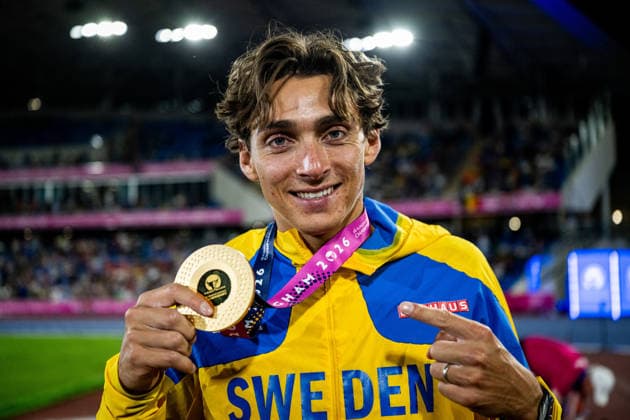 260816 Armand Duplantis of Sweden celebrates after men s pole vault final during day 7 of the 2026 European Athletics Championships on August 16, 2026 in Birmingham. Photo: Mathias Bergeld BILDBYRAN kod MB MT1072 friidrott athletics friidrett friidrotts-em em friidretts-em 2026 european athletics championships 7 bbeng jubel Copyright: MATHIASxBERGELD BB260816MB144