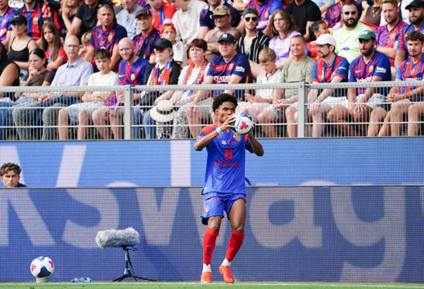 16.08.2026 Schweiz Basel St.Jakob-Park Fssball Herren Saison 2026-2027 Testspiel FC Basel - FC Barcelona, Barca 2:5 Bild. Jean Doucoure FC Basel Aktion Einzelbild