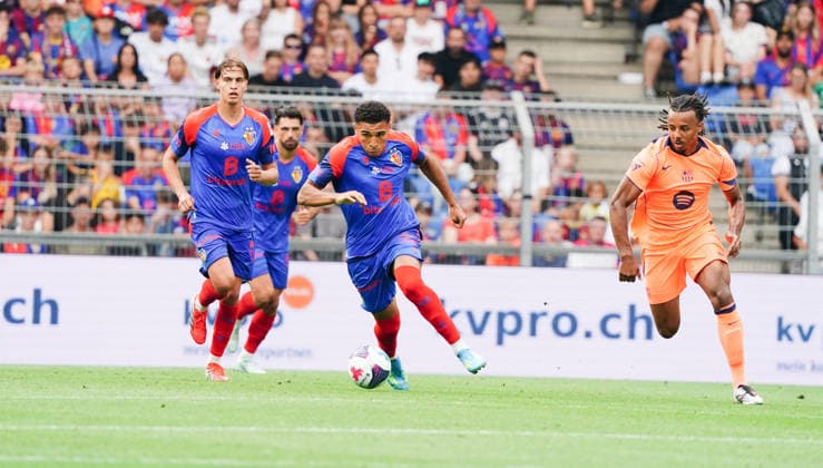 16.08.2026 Schweiz Basel St.Jakob-Park Fssball Herren Saison 2026-2027 Testspiel FC Basel - FC Barcelona, Barca 2:5 Bild. Giacomo Koloto FC Basel Mitte, Aktion