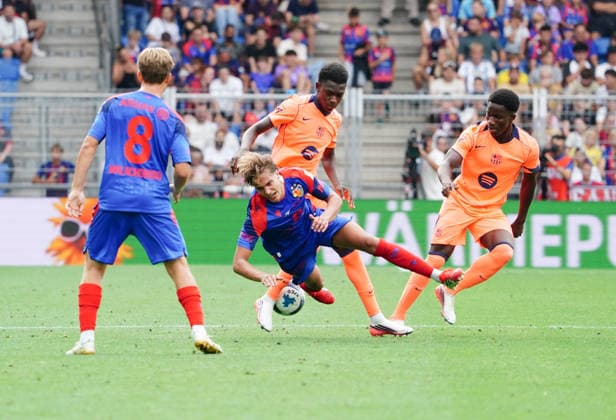 16.08.2026 Schweiz Basel St.Jakob-Park Fssball Herren Saison 2026-2027 Testspiel FC Basel - FC Barcelona, Barca 2:5 Bild.Jonas Harder FC Basel M. Aktion