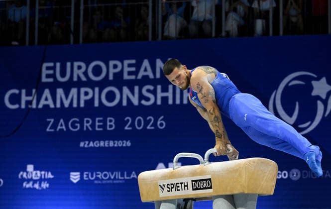 37th European Championships and 15th European Junior Championships in MenÂ s Artistic Gymnastics Ilia Kovtun of Croatia competes on the pommel horse during qualification on day 1 of the 2026 Men s Artistic Gymnastics European Championships at Arena Zagreb on August 19, 2026 in Zagreb, Croatia.  MarkoxLukunic PIXSELL