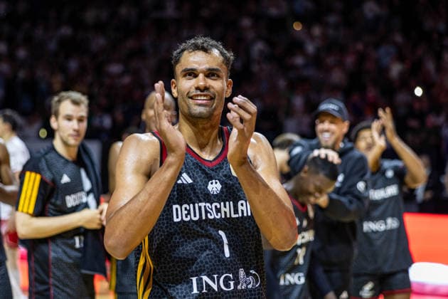 Basketball Hamburg 22.08.2026 Turkish Airlines Supercup 2026 Finale Deutschland (GER) - Kroatien (CRO) Deutschland gewinnt den Supercup Jubel Oscar da Silva (Deutschland, No.01)
