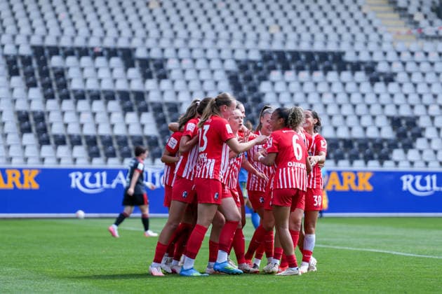 Torjubel, Emotionen, Jubel, Torerfolg, Abschluss, Treffer , Deutschland, Fussball, GooglePixel Frauen-Bundesliga, 2.Spieltag, 2026 2027, SC Freiburg vs. 1. FC Union Berlin, 29.08.2026, Dreisamstadion, Freiburg Freiburg Dreisamstadion Baden-Wuerttemberg Deutschland Copyright: xArnexAmbergx