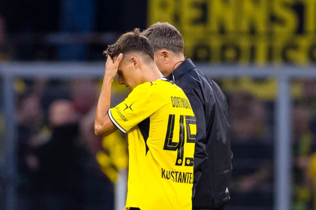 29.08.2026, Fussball, 1 Spieltag der 1. Fussball Bundesliga, Borussia Dortmund - Hamburger SV. Giannis Konstantelias (Borussia Dortmund) ist traurig. Dortmund Signal Iduna Park NRW Deutschland xRHR-FOTO DEx Copyright: DennisxEwert RHR-FOTOx RHR-FOTO DE