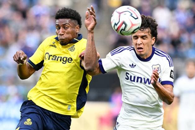 Union s Kevin Rodriguez and Anderlecht s Ali Maamar pictured in action during a soccer match between Union Saint-Gilloise and RSC Anderlecht, Sunday 30 August 2026 in Brussels, on day 4 of the 2026-2027 Jupiler Pro League first division of the Belgian championship. JILLxDELSAUX  x184765719x