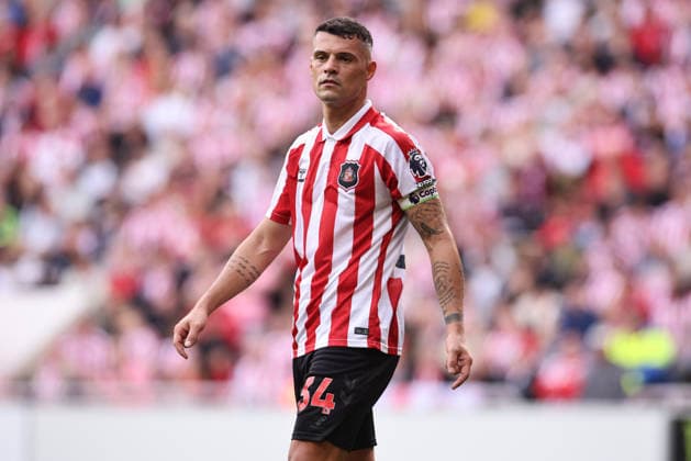 Sunderland v Fulham - Premier League 2026 27 Granit Xhaka of Sunderland during the Premier League match between Sunderland and Fulham at the Stadium of Light in Sunderland, on August 29, 2026. Sunderland Tyne and Wear United Kingdom  Copyright: xMIxNewsx originalFilename:fletcher-sunderla260830_npCVz.jpg