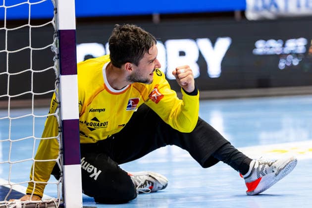 03.09.2026, GER, Handball, Maenner, Saison 26 27, Opel 1.Bl, 2.Spieltag, ThSV Eisenach - HBW Balingen-Weilstetten Der HBW Balingen-Weilstetten gewinnt das Auswärtsspiel in Eisenach mit 27:36, im Bild Daniel Rebmann (HBW Balingen-Weilstetten) 99817 Eisenach Werner-Assmann-Halle Am Sportp Thueringen Deutschland