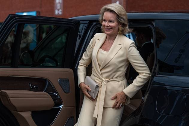 Queen Mathilde of Belgium pictured during the 50th edition of the Memorial Van Damme Diamond League athletics event in Brussels, Friday 4 September 2026. EMILExWINDAL  x185252471x
