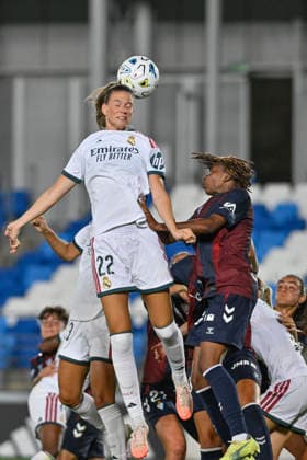 September 6, 2026, Madrid, Madrid, Spain: 22 BELLA ANDERSSON of Real Madrid CF Femenino heads the ball toward the goal during the Spanish Women League, Liga F, football match played between REAL MADRID fem Vs SD EIBAR femenino at Alfredo Di Stefano stadium on September 6, 2026, in Valdebebas, Madrid, Spain. Madrid Spain - ZUMAc312 20260906_zsp_c312_286 Copyright: xOscarxManuelxSanchezx
