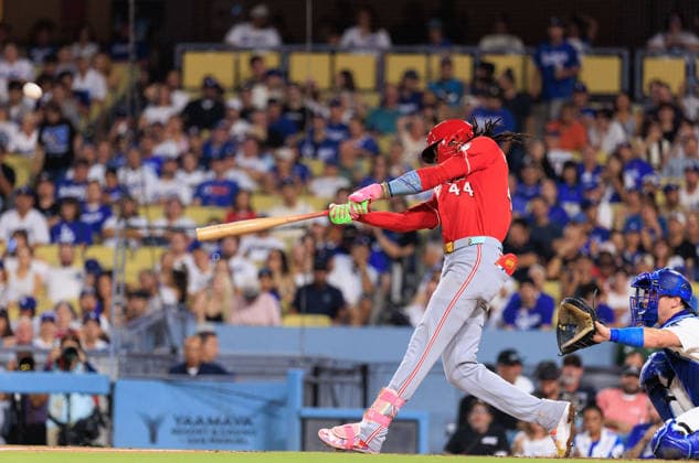 September 8, 2026, Los Angeles, California, USA: Elly De La Cruz 44 of the Cincinnati Reds hits a solo home run in the first inning during a regular-season MLB, Baseball Herren, USA game against the Los Angeles Dodgers on Tuesday September 8, 2026 at Dodger Stadium in Los Angeles, California. Dodgers defeat Reds, 3-2. JAVIER ROJAS PI Los Angeles USA - ZUMAp124 20260908_zaa_p124_010 Copyright: xJavierxRojasx