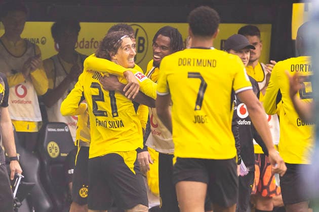12.09.2026, Fussball, 3. Spieltag der 1. Fussball Bundesliga, Borussia Dortmund - SC Paderborn. Fabio Silva (Borussia Dortmund) bejubelt das Tor zum 1:0. Dortmund Signal Iduna Park NRW Deutschland xRHR-FOTO DEx Copyright: DennisxEwert RHR-FOTOx RHR-FOTO DE