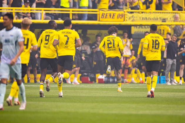 12.09.2026, Fussball, 3. Spieltag der 1. Fussball Bundesliga, Borussia Dortmund - SC Paderborn. Fabio Silva (Borussia Dortmund) bejubelt das Tor zum 1:0. Dortmund Signal Iduna Park NRW Deutschland xRHR-FOTO DEx Copyright: DennisxEwert RHR-FOTOx RHR-FOTO DE