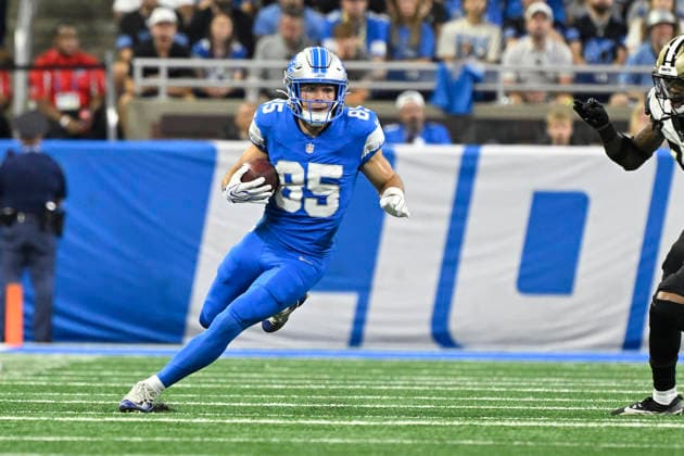 Sep 13, 2026; Detroit, MI, USA; Detroit Lions wide receiver Tom Kennedy (85) retunrs a kick in the second quarter at Ford Field. Mandatory Credit: -Cal Media NFL, American Football Herren, USA 2026: Saints Vs Lions SEP 13  - ZUMAc04_ 20260913_zma_c04_142 Copyright: xAllanxDranbergx