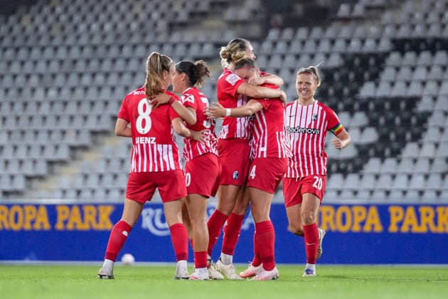 Torjubel, Emotionen, Jubel, Torerfolg, Abschluss, Treffer , Deutschland, Fussball, GooglePixel Frauen-Bundesliga, 4.Spieltag, 2026 2027, SC Freiburg vs. 1. FSV Mainz 05, 13.09.2026, Dreisamstadion, Freiburg Freiburg Dreisamstadion Baden-Wuerttemberg Deutschland Copyright: xArnexAmbergx