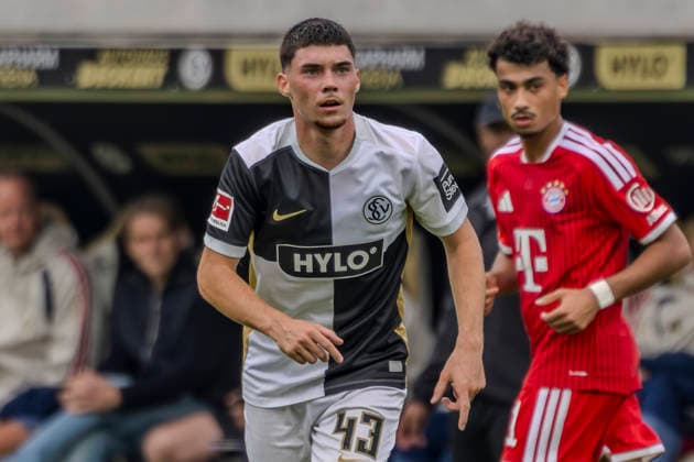 Elversberg, Deutschland 13. September 2026: 1. BL - 2026 2027 - Sp. 3 - SV Elversberg gegen FC Bayern München Im Bild: Felix Keidel (SV) DFB DFL regulations prohibit any use of photographs as image sequences and or quasi-video URSAPHARM-Arena an der Kaiserlinde Saarland Copyright: xFotostandx xSchäferx
