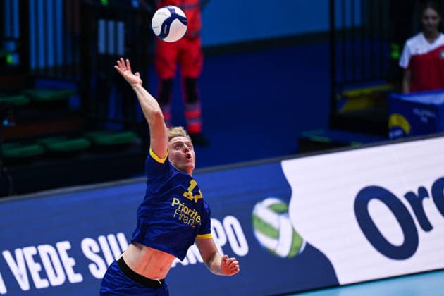 260916 Axel Enlund of Sweden during the CEV EuroVolley 2026 group stage volleyball match between Sweden and Slovakia on September 16, 2026 in Modena. Photo: Matteo Gribaudi BILDBYRAN COP 18 XY0130 volleyboll volleyball volleyboll-em sverige slovakien cev eurovolley 2026 sweden slovakia bbeng Copyright: MATTEOxGRIBAUDI BB260916BB149