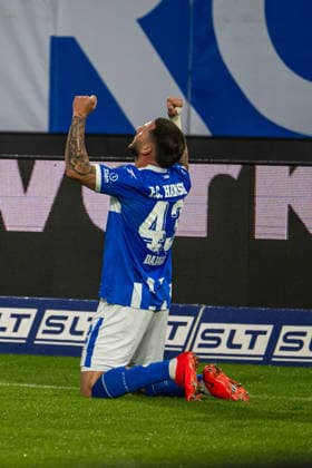 Rostock, Deutschland 16. September 2026: 3. Liga - 2026 2027 - Sp. 6 - FC Hansa Rostock gegen VfB Stuttgart II Im Bild: Leon Dajaku (Hansa Rostock) jubelt nach seinem Tor zum 1:0 DFB DFL regulations prohibit any use of photographs as image sequences and or quasi-video Copyright: xFotostandx xVoelkerx