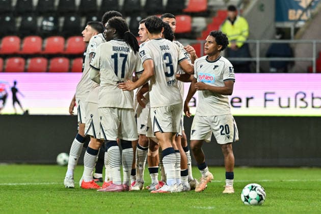 3. Liga; FC Ingolstadt - TSG 1899 Hoffenheim II; 16.09.2026 INGOLSTADT, GERMANY; 16. SEPTEMBER: Jubel der Gäste nach dem Treffer zum 1-1 durch Yasin ZOR (TSG Hoffenheim II 10) während dem Match der 3. Liga zwischen dem FC Ingolstadt und der zweiten Mannschaft der TSG Hoffenheim am 6. Spieltag im Audi Sportpark Copyright: xBEAUTIFULxSPORTS Goldbergx