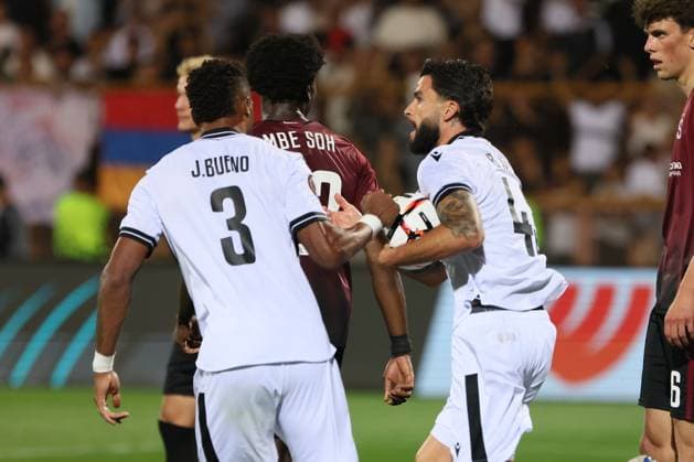 RECORD DATE NOT STATED UEFA Europa League: Ararat-Armenia v Sparta Praha YEREVAN, ARMENIA - SEPTEMBER 16: Bruno Wilson celebrates during the UEFA Europa League match at Vazgen Sargsyan Republican Stadium on September 16, 2026 in Yerevan, Armenia.