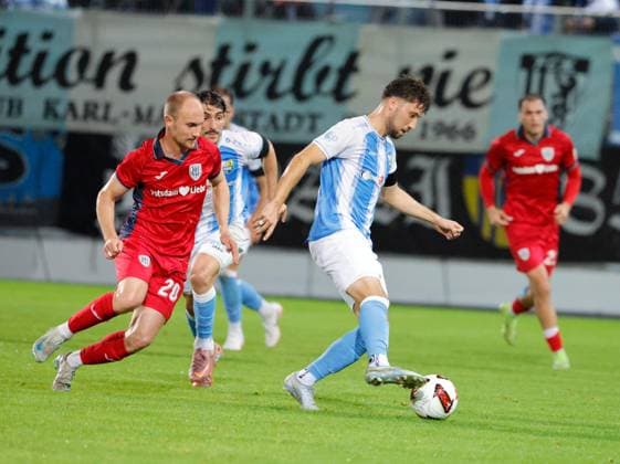 CFC vs SV Babelsberg 03 16.09..2026 Chemnitz, eins Stadion- An der Gellertstrasse, Fussball, Regionalliga Nordost 2026 2027, 9. Spieltag, CFC, CFC vs SV Babelsberg 03 vlnr: Tobias Hasse und Tom Baumgart Chemnitz Sachsen BRD