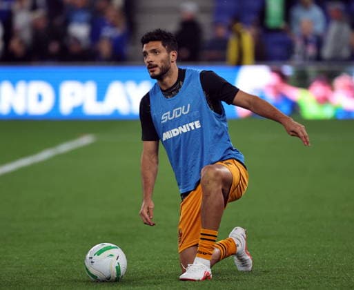 16th September 2026; Everton Stadium, Liverpool, England; Carabao Cup Football, Everton versus Wolverhampton Wanderers; Raul Jimenez of Wolverhampton Wanderers in the warm up AlanxMartin