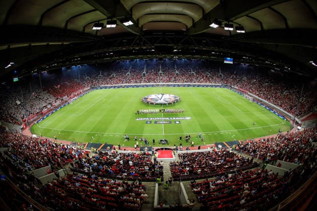 UEFA Europa League - Olympiacos FC vs Jagiellonia BiaÅ‚ystok - General view of the stadium and fans of Olympiacos FC during the UEFA Europa League Phase matchday 1 soccer match between Olympiacos FC and Jagiellonia BiaÅ‚ystok at the Georgios Karaiskakis Stadium in Piraeus, Greece, 16 September 2026. IMAGO ONE INCH PRODUCTIONS PIRAEUS GREECE Copyright: xONExINCHxPRODUCTIONSx 7088914