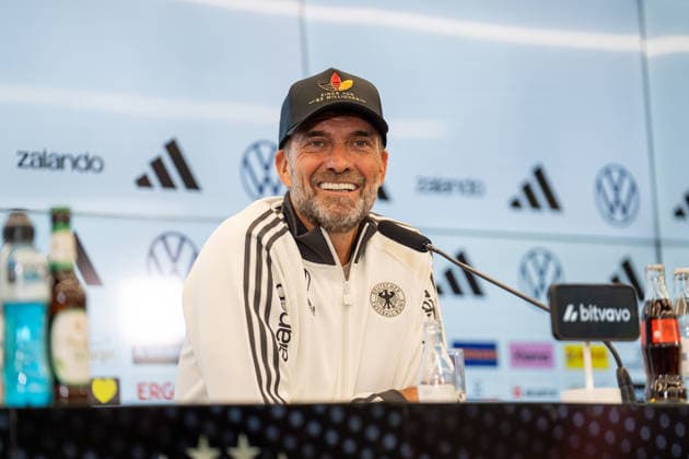 17.09.2026, GER, Nominierungs-Pressekonferenz UEFA Nations League 2026 2027 - mit Bundestrainer Jürgen Klopp Jürgen Klopp (Bundestrainer Chef-Trainer, Deutschland) lacht, hat gute Laune, grinst, Gestik, Mimik, Emotionen Frankfurt DFB-Campus Frankfurt Deutschland Copyright: xnordphotoxGmbHx xChristianxSchulzex