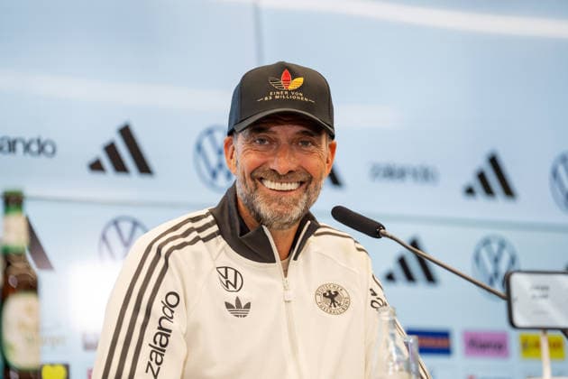 17.09.2026, GER, Nominierungs-Pressekonferenz UEFA Nations League 2026 2027 - mit Bundestrainer Jürgen Klopp Jürgen Klopp (Bundestrainer Chef-Trainer, Deutschland) lacht, hat gute Laune, grinst, Gestik, Mimik, Emotionen Frankfurt DFB-Campus Frankfurt Deutschland Copyright: xnordphotoxGmbHx xChristianxSchulzex
