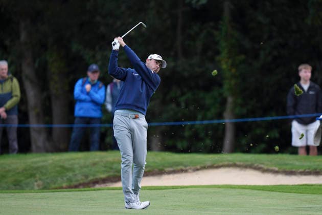 VIRGINIA WATER, ENGLAND - SEPTEMBER 17: Jacob Skov Olesen (DEN) plays from the eighteenth fairway during Round 1 at the BMW PGA, Golf Herren Championship at Wentworth Golf Club, Virginia Water on September 17, 2026 in Surrey, England The BMW PGA Championship