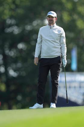 VIRGINIA WATER, ENGLAND - SEPTEMBER 17: Bernd Wiesberger (AUT) watches his balls flight as he plays from the first fairway during Round 1 at the BMW PGA, Golf Herren Championship at Wentworth Golf Club, Virginia Water on September 17, 2026 in Surrey, England The BMW PGA Championship