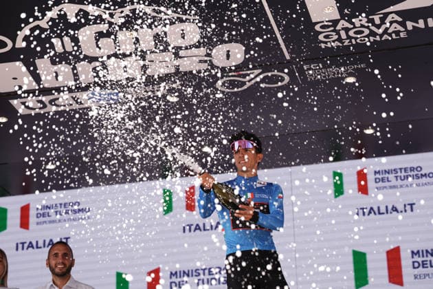 Italy s Emanuele Ansaloni of Team Technipes inEmiliaRomagna Caffe Borbone blue jersey during the Giro d™Abruzzo, stage 3 from Oricola - Piana del Cavaliere to San Benedetto dei Marsi (159 km) - Abruzzo, Italy - Thursday, September 17, 2026. - cycling.  Copyright: xMassimoxPaolone LaPressex