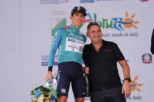 Italy s Alessandro Fancellu of MBH Bank CSB Telecom Fort blu-green jersey with Mario Quaglieri during the Giro d™Abruzzo, stage 3 from Oricola - Piana del Cavaliere to San Benedetto dei Marsi (159 km) - Abruzzo, Italy - Thursday, September 17, 2026. - cycling.  Copyright: xMassimoxPaolone LaPressex