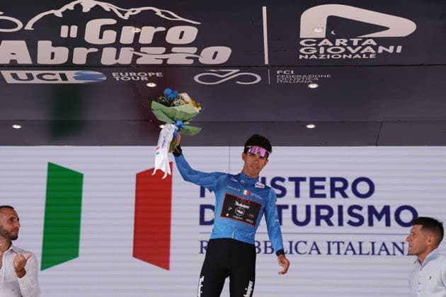 Italy s Emanuele Ansaloni of Team Technipes inEmiliaRomagna Caffe Borbone blue jersey during the Giro d™Abruzzo, stage 3 from Oricola - Piana del Cavaliere to San Benedetto dei Marsi (159 km) - Abruzzo, Italy - Thursday, September 17, 2026. - cycling.  Copyright: xMassimoxPaolone LaPressex