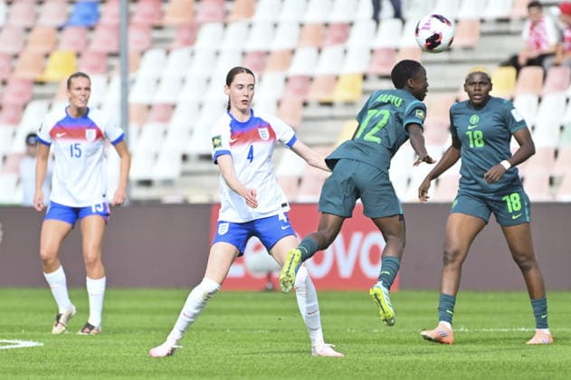 IPA88638339 - May Sarwie (ENG) and Tosin Rafiu (NGA) during the Round of 16 match between England and Nigeria at the FIFA U-20 Women s World Cup in Bielsko-Bia?a, Poland, on September 17, 2026  Copyright: xMichalxDubiel IPAxSportx xx IPA88638339