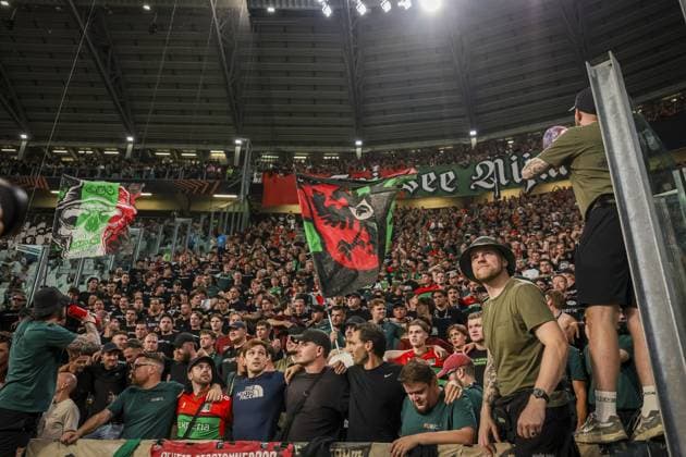 TURIN , 17-09-2026 , Allianz Stadium , season 2026 2027 , Europa League phase , match between Juventus and NEC Nijmegen , picture shows supporters of NEC Nijmegen Juventus - NEC  x207185600x Copyright: