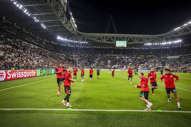 TURIN , 17-09-2026 , Allianz Stadium , season 2026 2027 , Europa League phase , match between Juventus and NEC Nijmegen , picture shows players of NEC during the warming up Juventus - NEC  x207185839x Copyright: