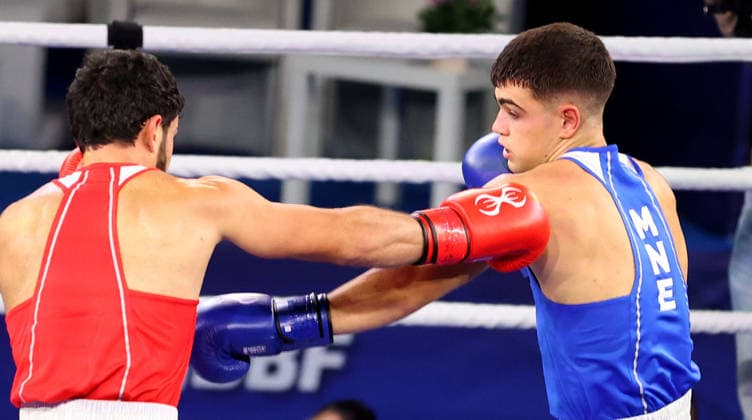 Boxen, EM in Sofia #2 17.09.2026 Sofia(Bulgaria) European Boxing Senior Elite Championships men s 70 kg Preliminaries Round of 32 Milos Roganovic (D R) Crna Gora Montenegro :