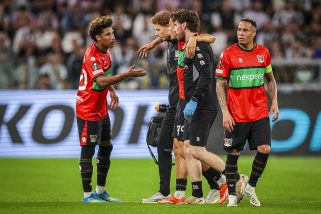 TURIN , 17-09-2026 , Allianz Stadium , season 2026 2027 , Europa League phase , match between Juventus and NEC Nijmegen , picture shows NEC player Clement Bischoff leaves the pitch after a injury Juventus - NEC  x207187080x Copyright: