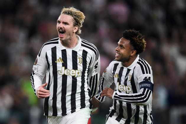 Juventus FC v NEC Nijmegen - UEFA Europa League Nick Woltemade of Juventus FC celebrates with Weston McKennie of Juventus FC after scoring a goal during the UEFA Europa League 2026 27 league phase football match between Juventus FC and NEC Nijmegen. Turin Italy Copyright: xNicolòxCampox