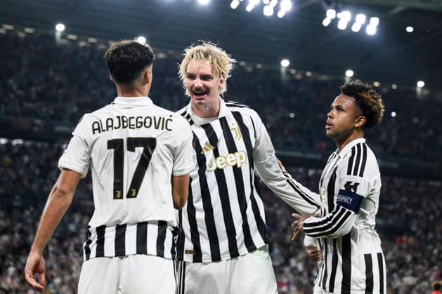 Juventus FC v NEC Nijmegen - UEFA Europa League Nick Woltemade of Juventus FC celebrates with Kerim Alajbegovic of Juventus FC and Weston McKennie of Juventus FC after scoring a goal during the UEFA Europa League 2026 27 league phase football match between Juventus FC and NEC Nijmegen. Turin Italy Copyright: xNicolòxCampox