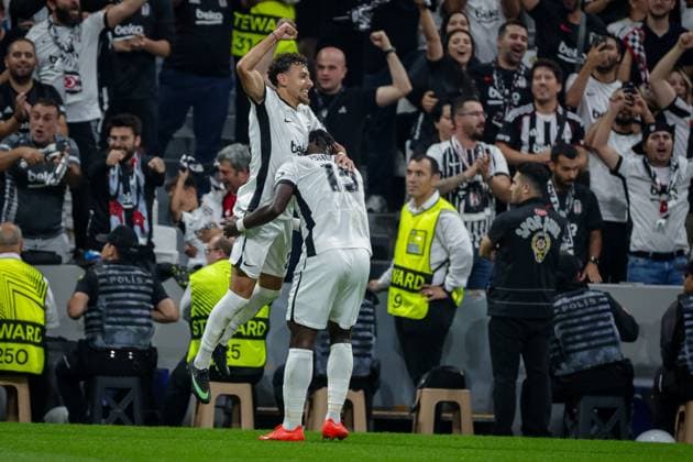 Besiktas JK vs Marseille UEFA Europa League - League Phase MD1 Ilhan Fakili of Besiktas JK and Junior Olaitan of Besiktas JK celebrate the goal during the UEFA Europa League 2026 27 League Phase MD1 match between Besiktas JK and Marseille at Tupras Stadium in Istanbul, Turkey, on September 17, 2026 Istanbul Turkey  Copyright: xBurakxBasturkx